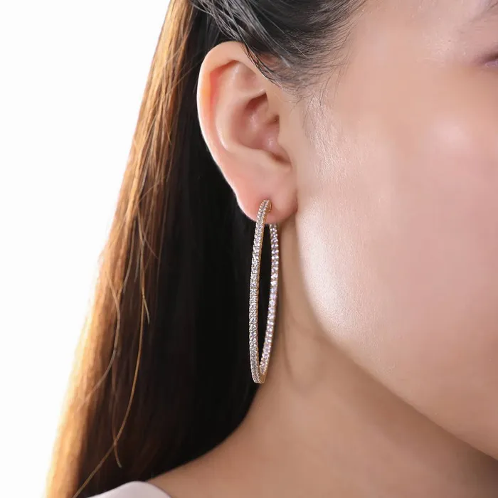 BERRICLE Earrings CZ Large InsideOut Hoop Earrings in Sterling Silver 22