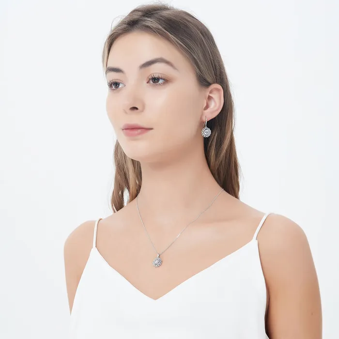 BERRICLE Earrings Solitaire Woven CZ Set in Sterling Silver