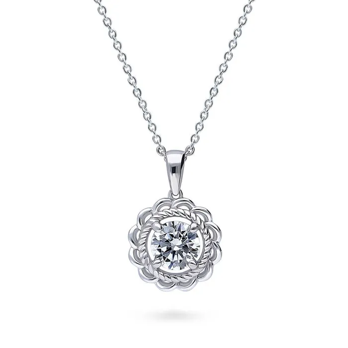 BERRICLE Earrings Solitaire Woven CZ Set in Sterling Silver