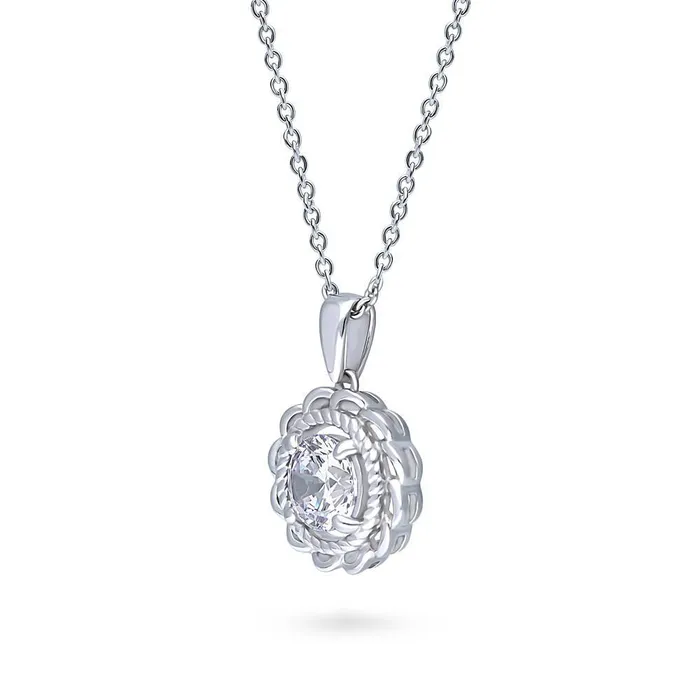 BERRICLE Earrings Solitaire Woven CZ Set in Sterling Silver