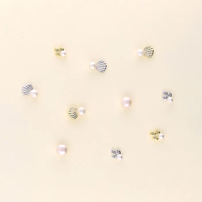BERRICLE Leaf Imitation Pearl Stud Earrings in Sterling Silver Earrings