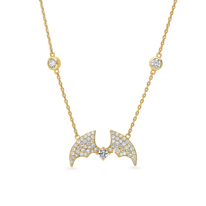 BERRICLE Necklaces Bat CZ Necklace in Gold Flashed Sterling Silver
