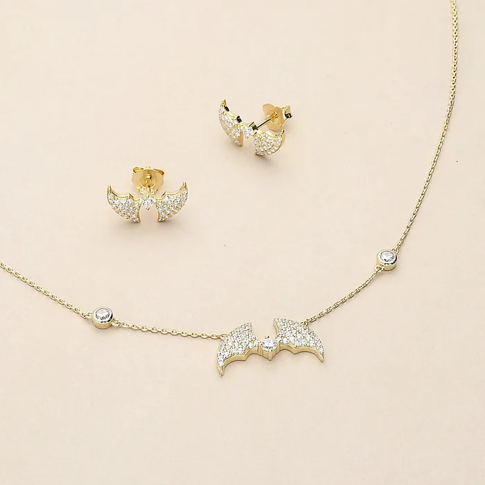 BERRICLE Necklaces Bat CZ Necklace in Gold Flashed Sterling Silver