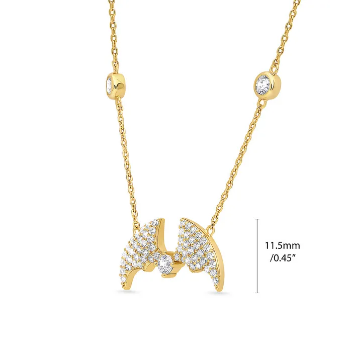 BERRICLE Necklaces Bat CZ Necklace in Gold Flashed Sterling Silver