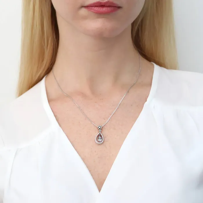 BERRICLE Necklaces Cable Teardrop CZ Necklace in Sterling Silver