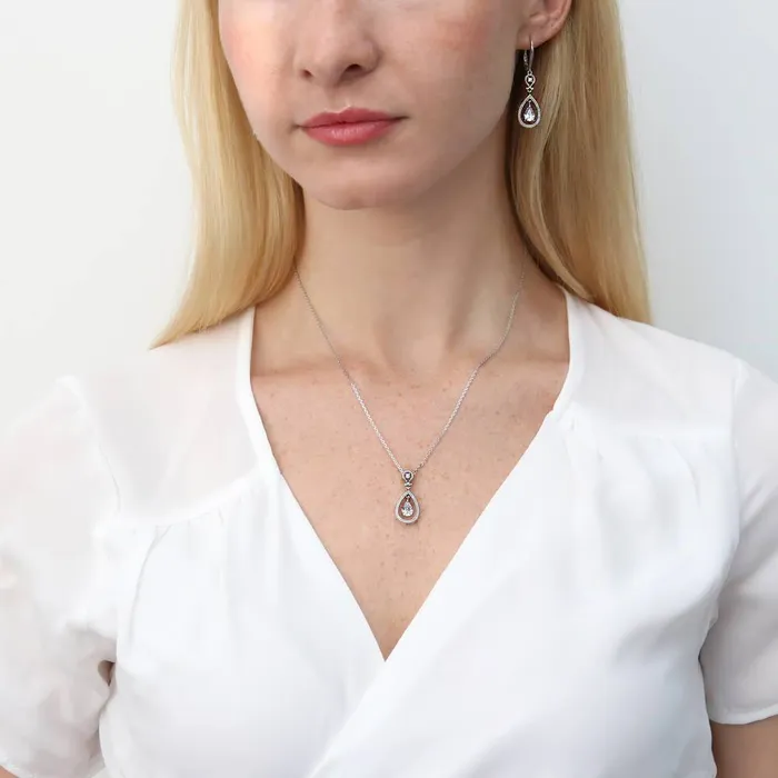 BERRICLE Necklaces Cable Teardrop CZ Necklace in Sterling Silver