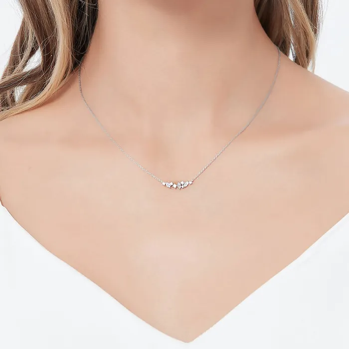 BERRICLE Necklaces Cluster Bar CZ Necklace in Sterling Silver