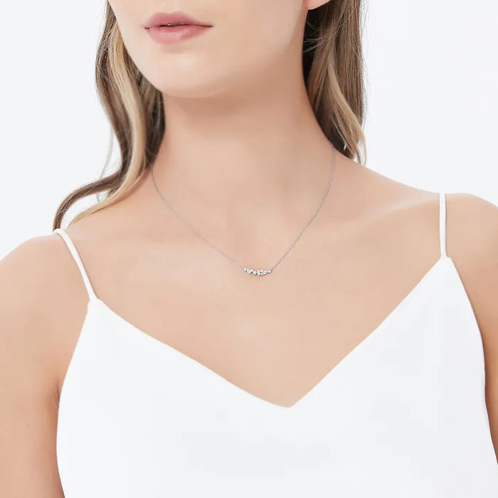 BERRICLE Necklaces Cluster Bar CZ Necklace in Sterling Silver