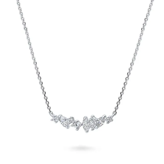 BERRICLE Necklaces Cluster Bar CZ Necklace in Sterling Silver