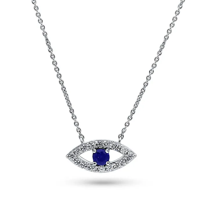 BERRICLE Necklaces Evil Eye CZ Pendant Necklace in Sterling Silver
