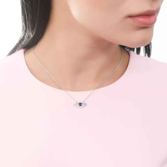 BERRICLE Necklaces Evil Eye CZ Pendant Necklace in Sterling Silver
