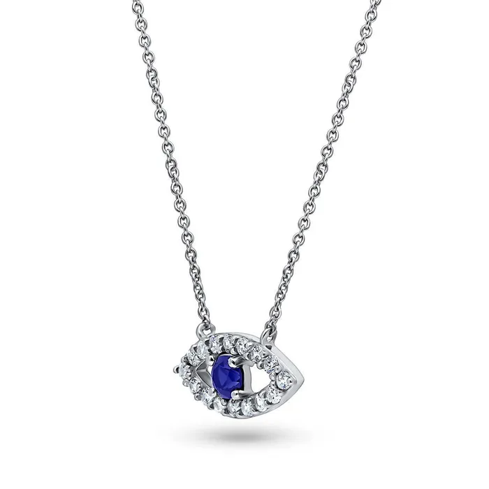 BERRICLE Necklaces Evil Eye CZ Pendant Necklace in Sterling Silver