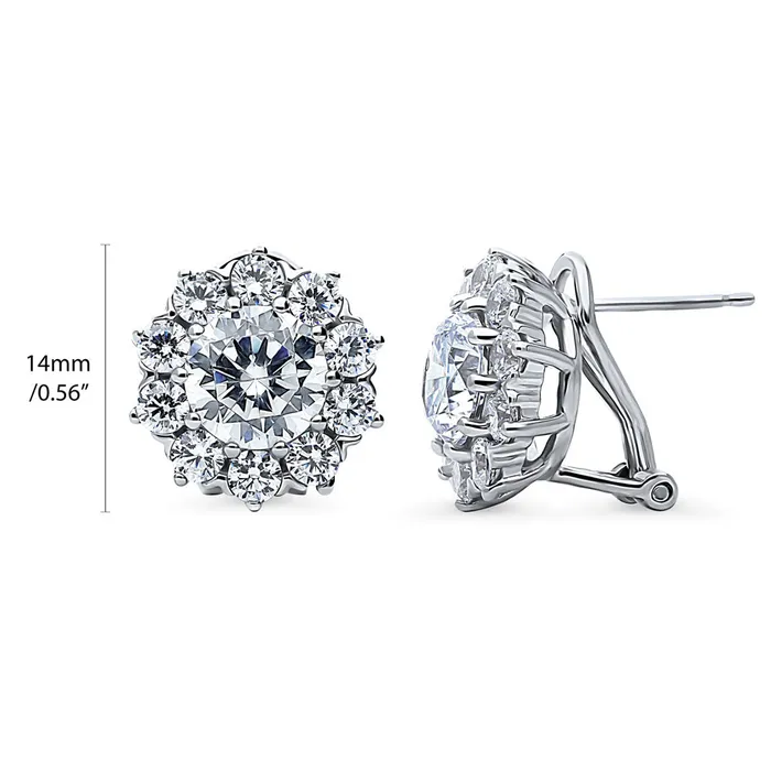 BERRICLE Necklaces Flower Halo CZ Necklace and Earrings in Sterling Silver