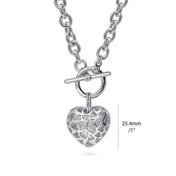 BERRICLE Necklaces Heart CZ Necklace Earrings and Bracelet in SilverTone