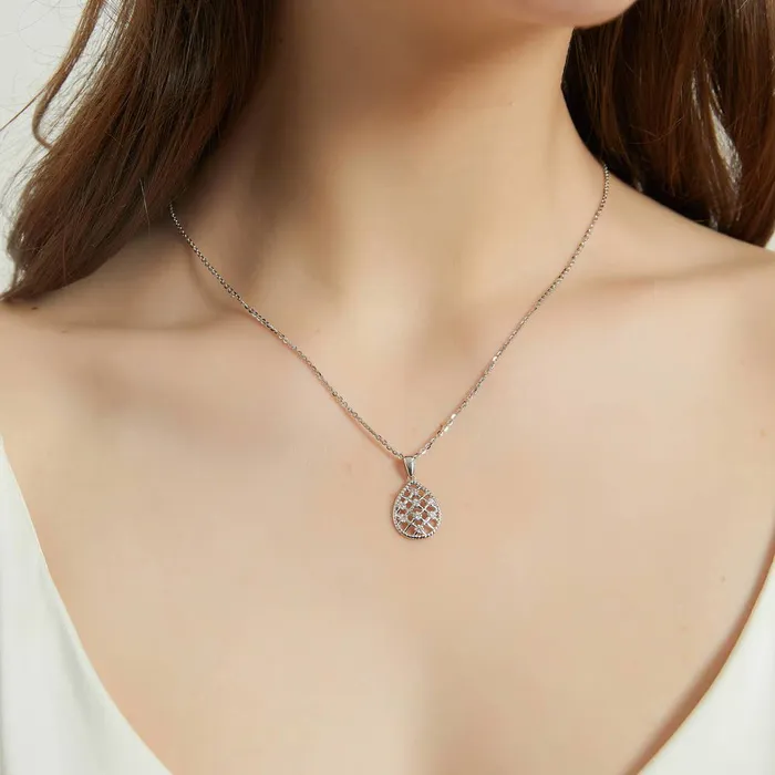 BERRICLE Necklaces Woven CZ Necklace and Earrings in Sterling Silver