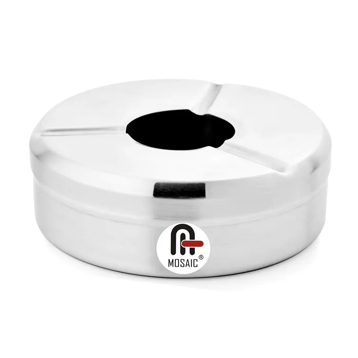 Bracelets Mosaic Stainless Steel Ash Tray with Lid 12 cm Silver Dropshipped via Social Commerce Network