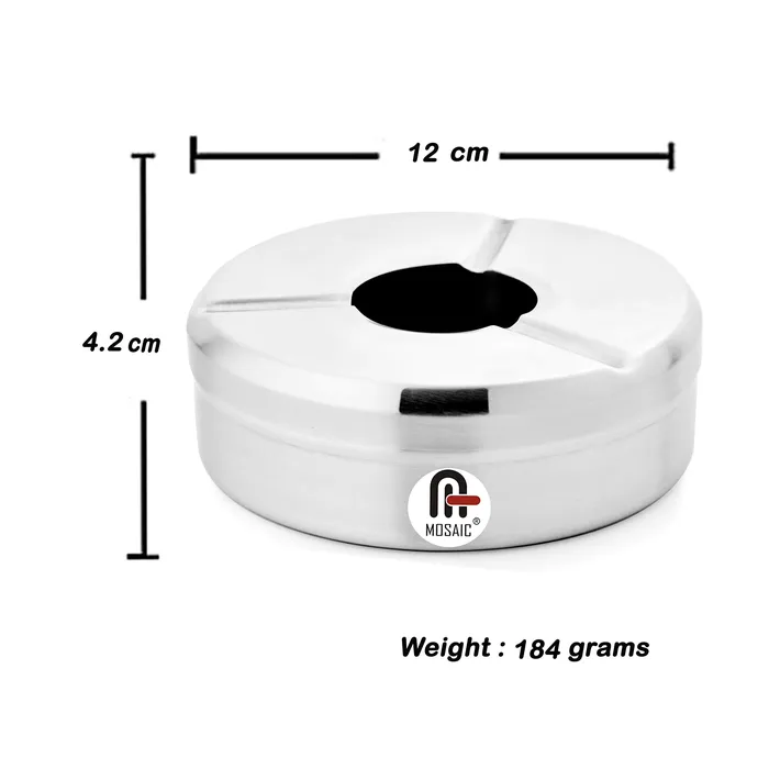 Bracelets Mosaic Stainless Steel Ash Tray with Lid 12 cm Silver Dropshipped via Social Commerce Network