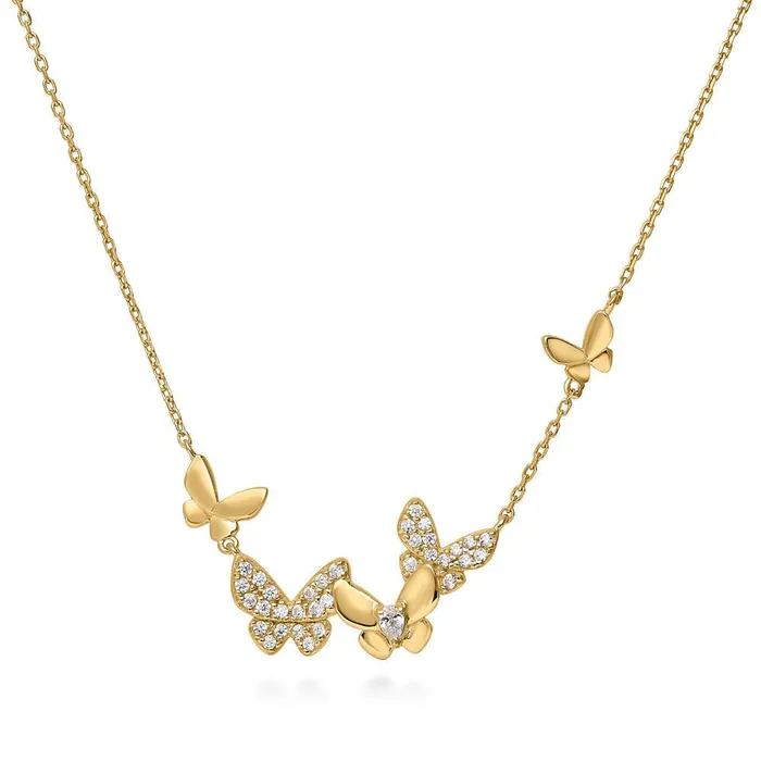Butterfly CZ Necklace in Gold Flashed Sterling Silver BERRICLE Necklaces