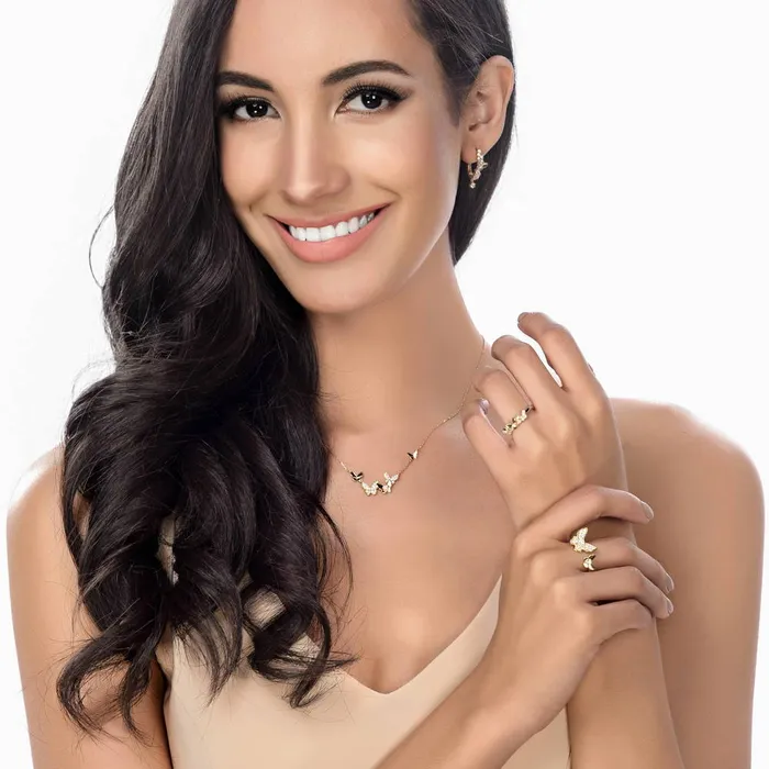 Butterfly CZ Necklace in Gold Flashed Sterling Silver BERRICLE Necklaces