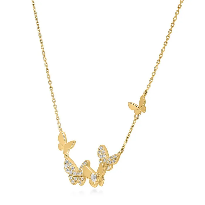 Butterfly CZ Necklace in Gold Flashed Sterling Silver BERRICLE Necklaces
