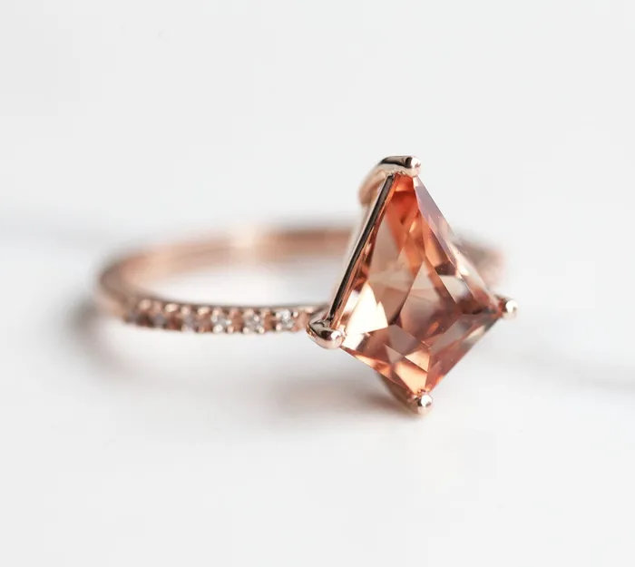 Capucinne Rings Lennox KiteCut Oregon Sunstone Engagement Ring