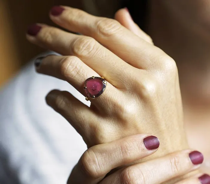 Capucinne Rings Pink Tourmaline Ring 14K Gold Ring
