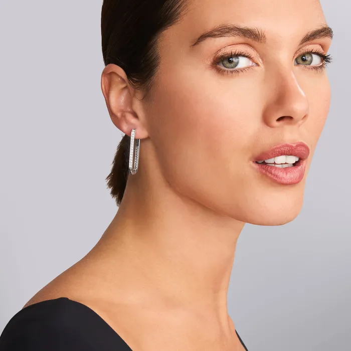 Caviar Spark Large Linear Diamond Hoop Earrings LAGOS Earrings Caviar Spark Large Linear Diamond Hoop Earrings LAGOS Earrings
