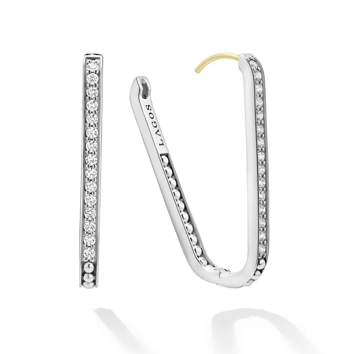 Caviar Spark Large Linear Diamond Hoop Earrings LAGOS Earrings Caviar Spark Large Linear Diamond Hoop Earrings LAGOS Earrings