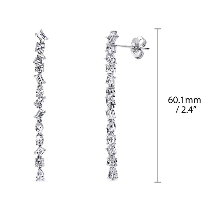 Cluster Bar CZ Chandelier Earrings in Sterling Silver BERRICLE Earrings