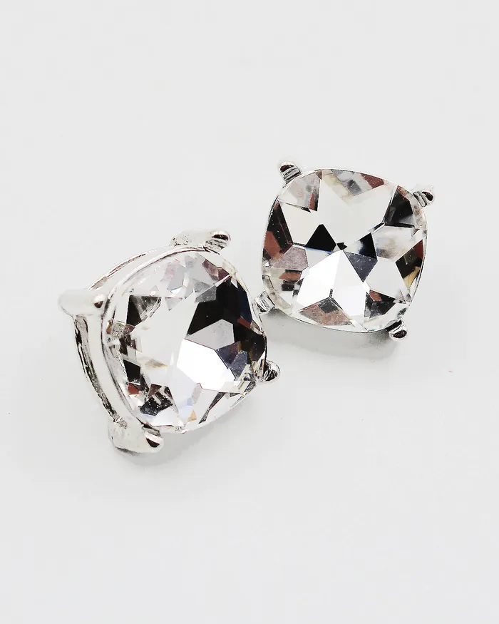 Earrings 03082023 Clear Faceted Square Stone Stud Earrings Earrings 03082023 Clear Faceted Square Stone Stud Earrings
