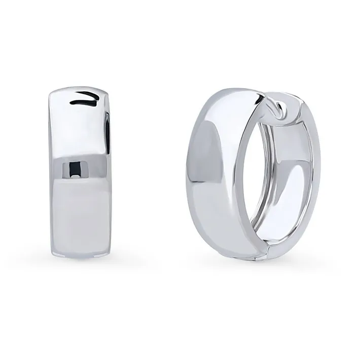 Earrings BERRICLE Dome Medium Hoop Earrings in Sterling Silver 066