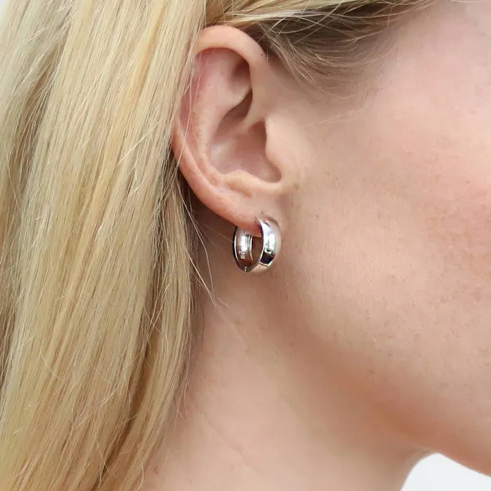Earrings BERRICLE Dome Medium Hoop Earrings in Sterling Silver 066
