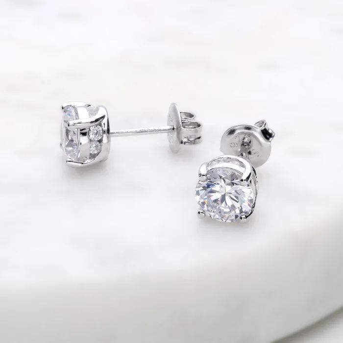 Earrings BERRICLE Solitaire 2ct CZ Stud Earrings in Sterling Silver