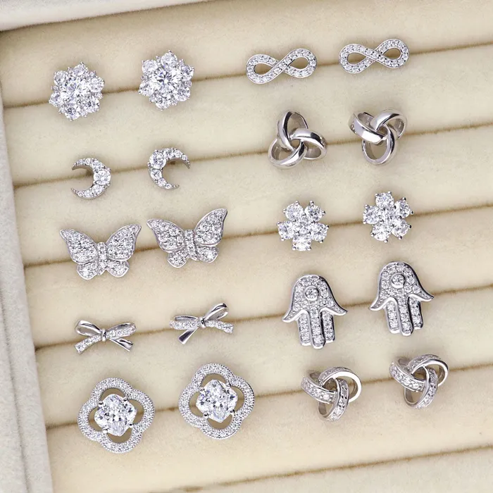 Earrings Bow Tie Ribbon CZ Stud Earrings in Sterling Silver BERRICLE