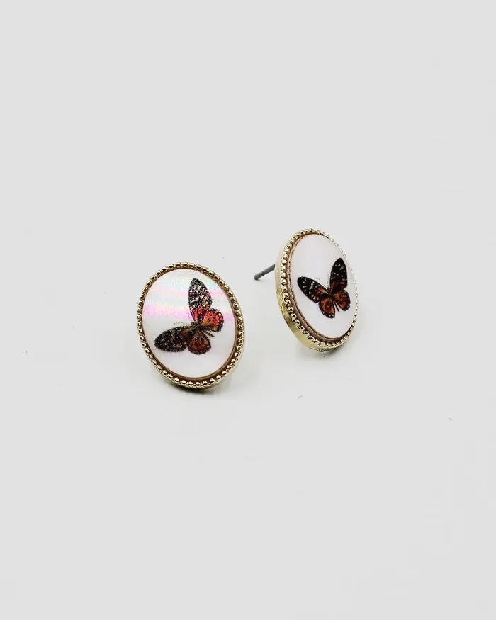 Earrings Butterfly Print Pearl Stud Earrings CHECK20241