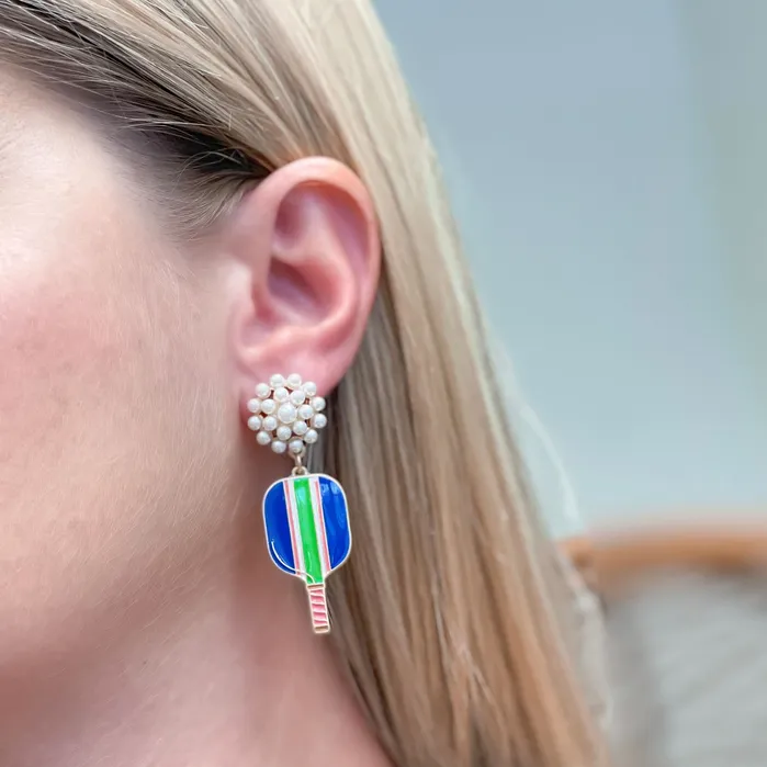 Earrings Canvas Ellie Pickleball Pearl Cluster Drop Earrings Blue