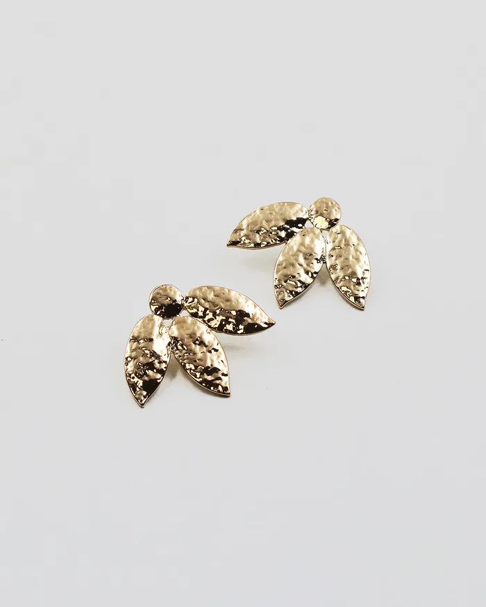 Earrings check052022 Textured Metal Leaf Post Back Earrings