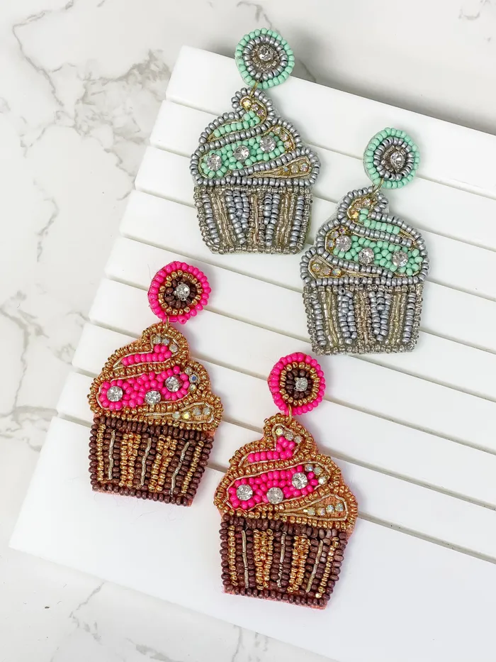 Earrings Glitzy Cupcake Beaded Dangle Earrings Mint Prep Obsessed MOA Earrings Glitzy Cupcake Beaded Dangle Earrings Mint Prep Obsessed MOA