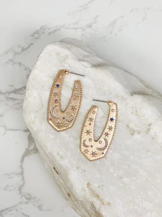 Earrings Prep Obsessed ESS Pave Night Sky Hoop Earrings Gold