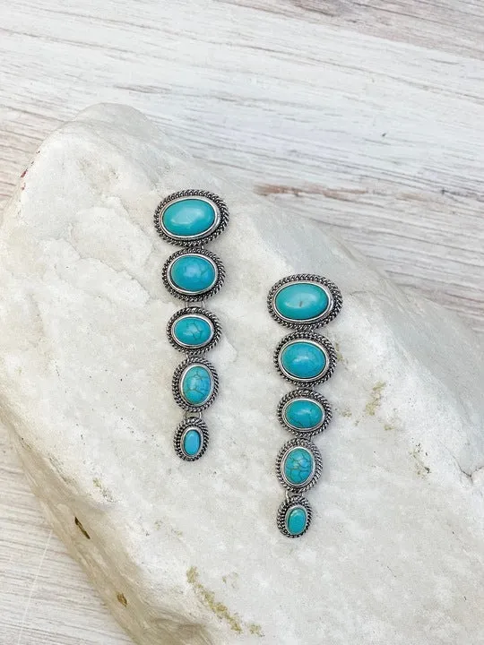 Earrings Prep Obsessed MOA Turquoise Round Layered Dangle Earrings