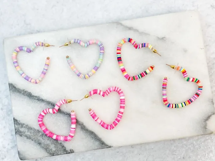 Earrings Prep Obsessed TL Maddie Rubber Disc Open Heart Hoop Earrings Multi