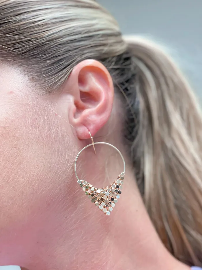 Earrings Prep Obsessed WT Gold Hoop Triangle Dangle Earrings