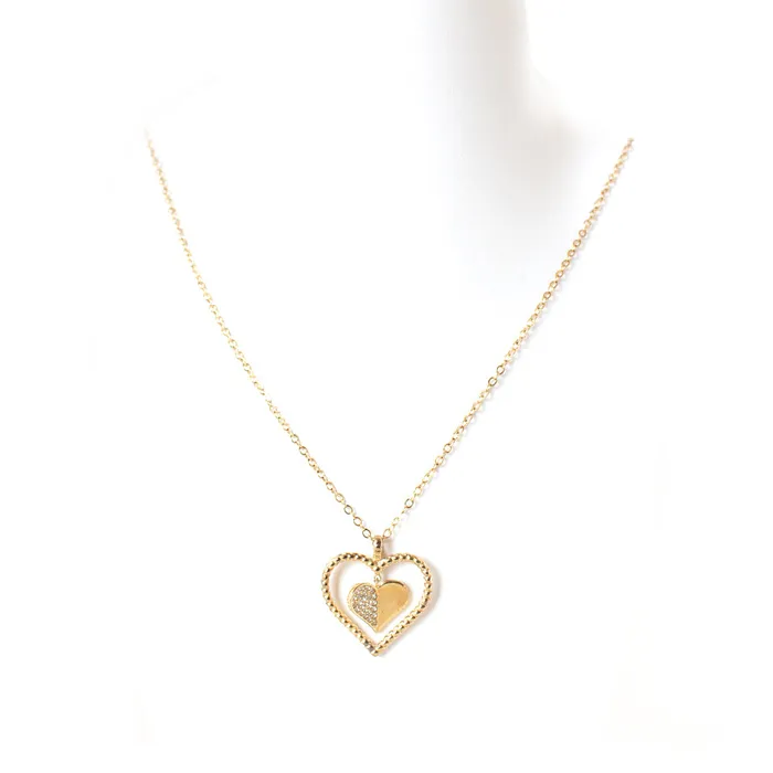 Ferre Milano Necklace Ip Gold With Stone Heart Design Ferre Milano Necklaces