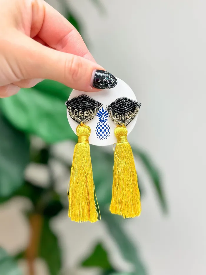 Graduation Cap Tassel Dangle Earrings Prep Obsessed PAN Earrings