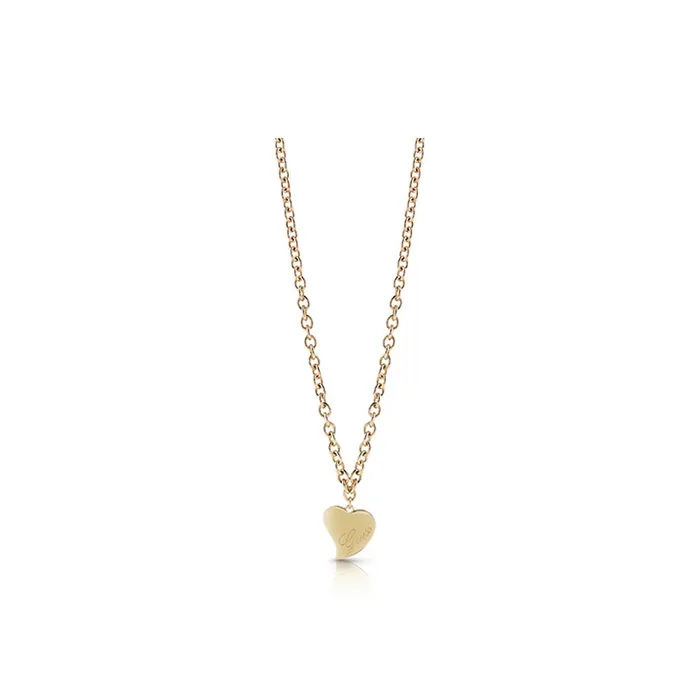 Guess Necklace Ip Gold Plated With Heart Logo Pendant Guess Necklaces
