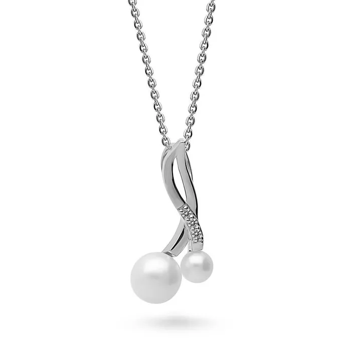 Infinity Button Cultured Pearl Necklace in Sterling Silver BERRICLE Necklaces Infinity Button Cultured Pearl Necklace in Sterling Silver BERRICLE Necklaces