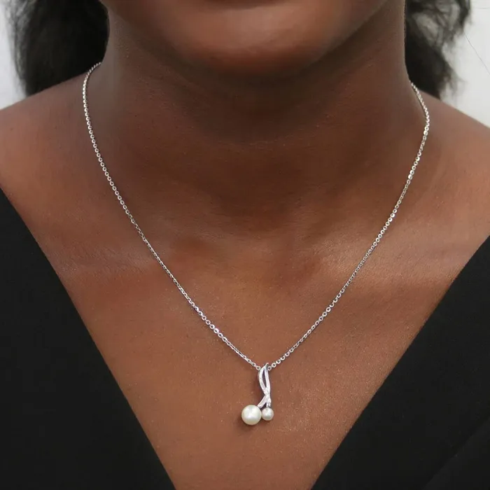 Infinity Button Cultured Pearl Necklace in Sterling Silver BERRICLE Necklaces