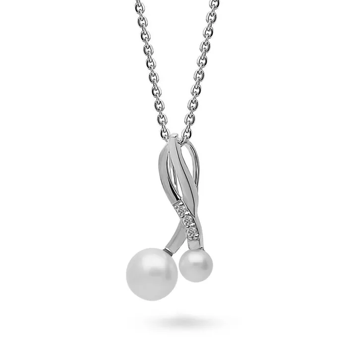 Infinity Button Cultured Pearl Necklace in Sterling Silver BERRICLE Necklaces