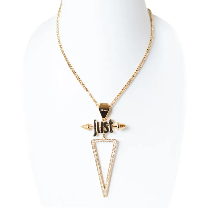 Just Cavalli Necklaces Just Cavalli Ip Gold Necklace With Just Logo Triangle Pendant Just Cavalli Necklaces Just Cavalli Ip Gold Necklace With Just Logo Triangle Pendant