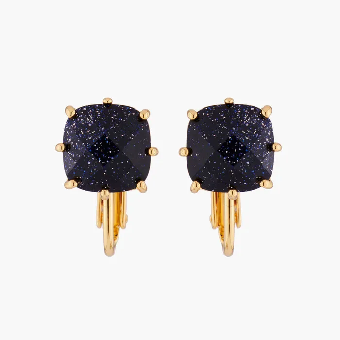 Les Nereides Les Nereides Deep Sparkling Blue Square Stone La Diamantine Clip On Earrings Earrings Les Nereides Les Nereides Deep Sparkling Blue Square Stone La Diamantine Clip On Earrings Earrings